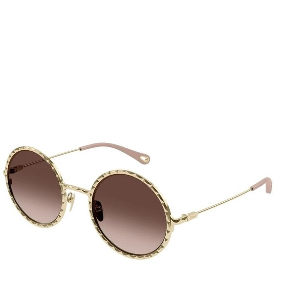 CHLOE ROUND METAL FRAME SUNGLASSES GOLD NWOT